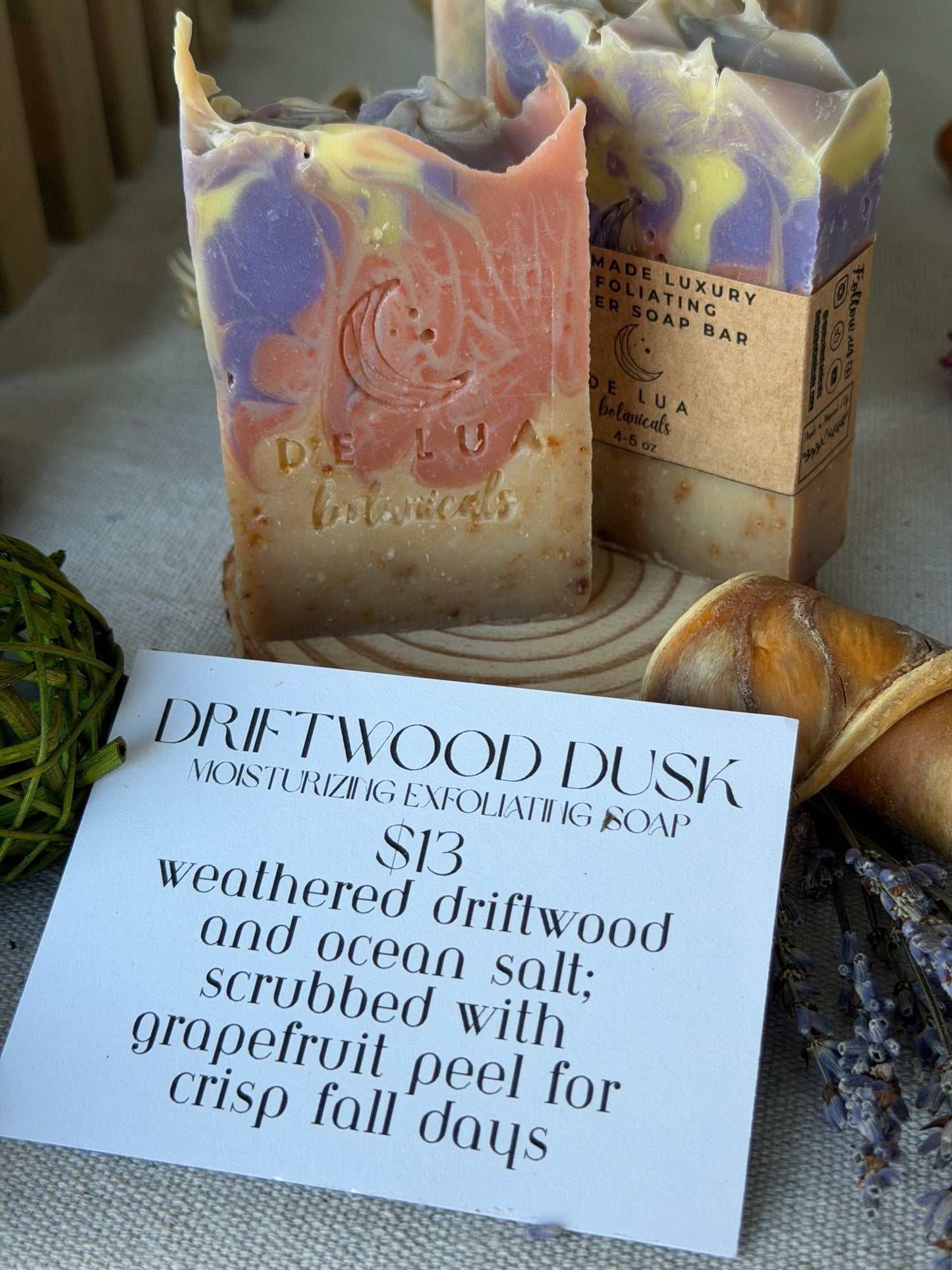 Driftwood Dusk Exfoliating Soap | Ocean Salt & Grapefruit Peel Powder