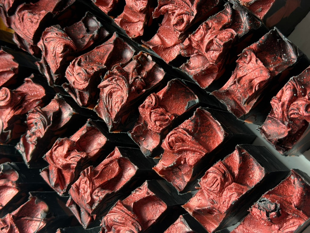 Black Rose Detoxifying Soap | Dark Floral Luxury Bar with Charcoal, Moroccan Clay & Shea Butter | Artisan Cold Process Soap (4–5 oz)